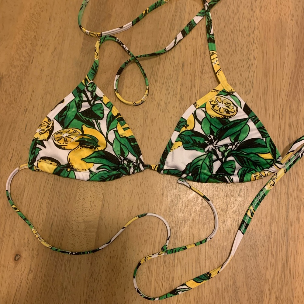 American Apparel Lemon Print Bikini Top